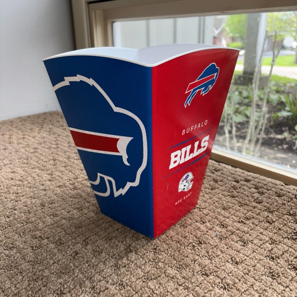 Buffalo bills mafia NFL Red Blue Popcorn Bin snack bowl large 9” tiny scratches